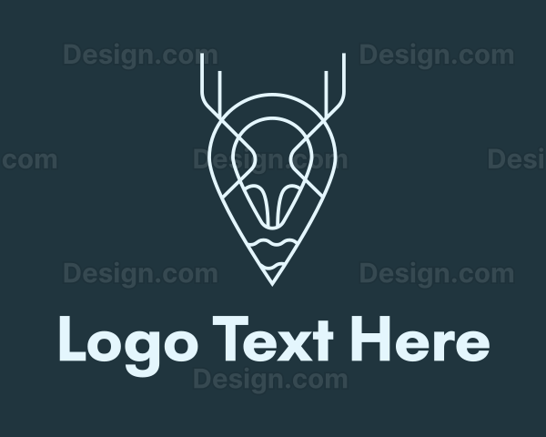 Blue Minimalist Deer Location Logo