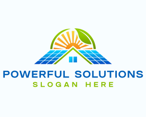 Solar Panel Roof Leaf logo design