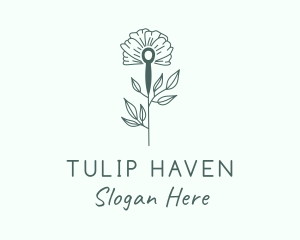 Tulip Flower Needle logo design