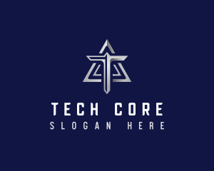 Technology Triangle Letter T logo design