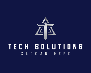 Technology Triangle Letter T logo design