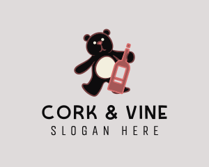 Wine Bottle Bear logo design