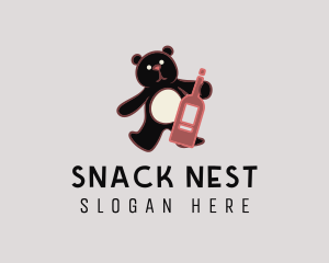 Wine Bottle Bear logo design