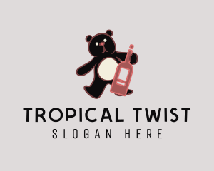 Wine Bottle Bear logo design