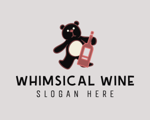 Wine Bottle Bear logo design