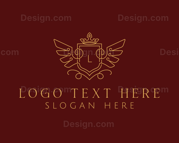 Gold Royal Shield Wings Logo