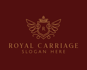 Gold Royal Shield Wings logo design