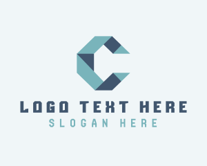 Geometric Origami Fold Letter C logo