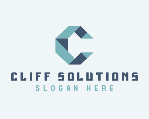 Geometric Origami Fold Letter C logo design