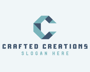 Geometric Origami Fold Letter C logo design