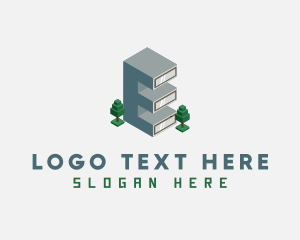 Modern Building Letter E logo