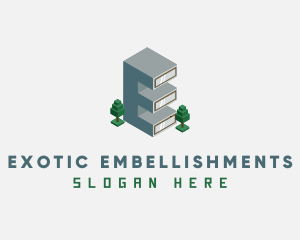 Modern Building Letter E logo design