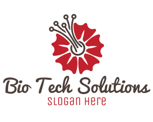 Tech Red Flower logo design