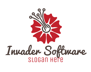 Tech Red Flower logo design