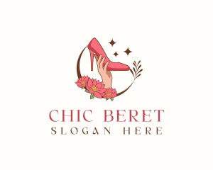 Floral Shoes Stilettos logo design