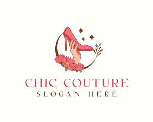 Floral Shoes Stilettos logo design