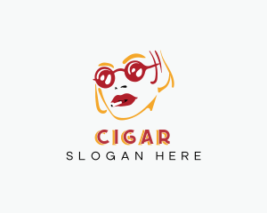 Female Smoking Cigar logo design