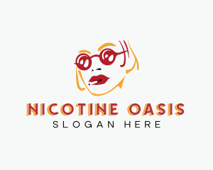 Female Smoking Cigar logo design