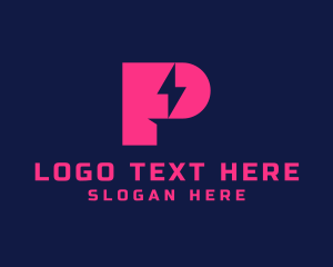 Modern Lightning Letter P  logo