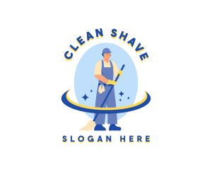 Cleaning Janitor Mop logo design