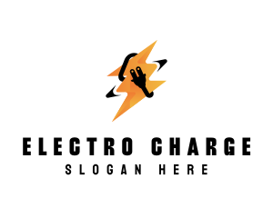 Lightning Electricity Plug logo design