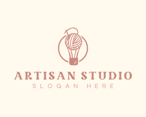 Yarn Thread Hot Air Balloon logo design