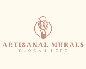 Yarn Thread Hot Air Balloon logo design