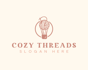 Yarn Thread Hot Air Balloon logo design