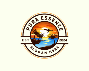 Sunset Palm Tree Vacation logo design