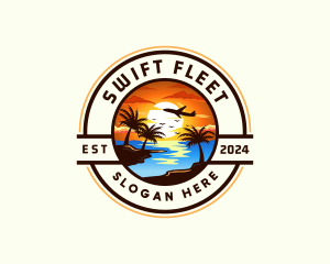 Sunset Palm Tree Vacation logo design