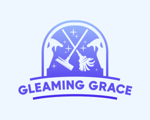 Cleaning Mop Sparkle logo design