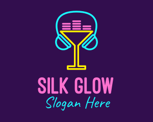 Neon Cocktail Headphones logo design