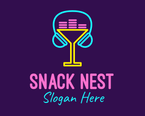 Neon Cocktail Headphones logo design