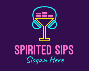 Neon Cocktail Headphones logo design