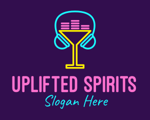 Neon Cocktail Headphones logo design