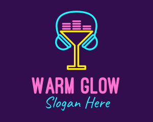 Neon Cocktail Headphones logo design