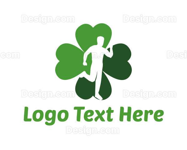 Lucky Run Four Leaf Clover Logo