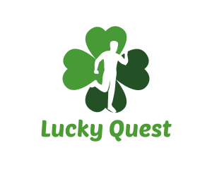 Lucky Run Four Leaf Clover logo design