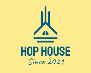 Blue House Outline  logo design