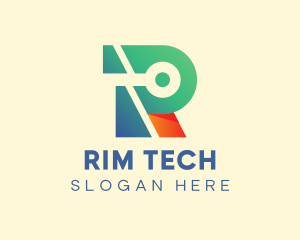 Electronic Tech Letter R  logo design