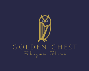 Golden Harp Owl logo design