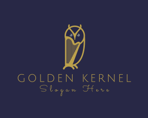 Golden Harp Owl logo design