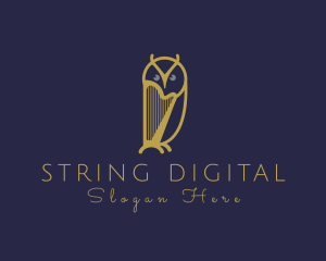 Golden Harp Owl logo design