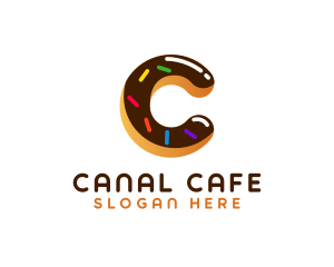 Donut Dessert Cafe Letter C logo design