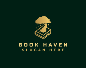 Bookmark Book Tree logo design