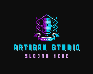 Microphone Podcast Studio logo design