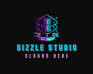 Microphone Podcast Studio logo design