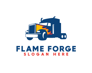 Blue Flaming Truck logo design