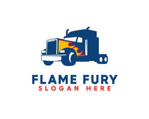 Blue Flaming Truck logo design