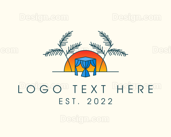 Tropical Beach Hut Cabana Logo